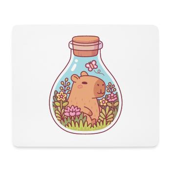 Niedliches Capybara Und Schmetterling In Einer Flasche - Mousepad (Querformat) - Weiß - Vorne