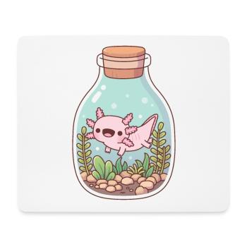 Mignon Happy Axolotl Dans Bouteille Aquarium - Tapis de souris (format paysage) - blanc - Devant