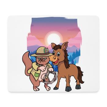 Grimmig Katze Wilder Westen Katzen Reiter Reiterin - Mousepad (Querformat) - Weiß - Vorne