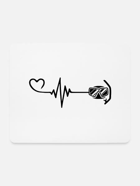 Taucherbrille puls herz - Mousepad (Querformat) - Weiß