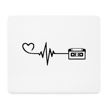 Cassette Pulse Heart Love - Tapis de souris (format paysage) - blanc - Devant