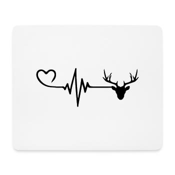 Cerf Pouls Pouls Coeur Amour - Tapis de souris (format paysage) - blanc - Devant