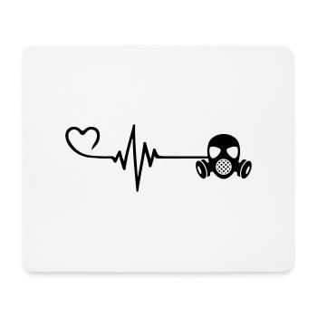 Gas Mask Pulse Heart Love - Mouse Pad (horizontal) - white - Front