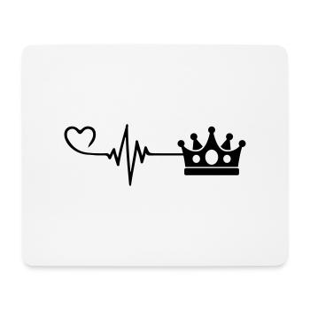 Crown Heart Pulse Heartbeat - Mouse Pad (horizontal) - white - Front