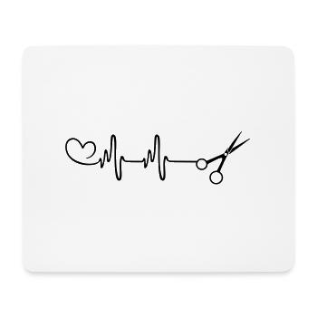 Schere Barber Puls Herz Liebe - Mousepad (Querformat) - Weiß - Vorne