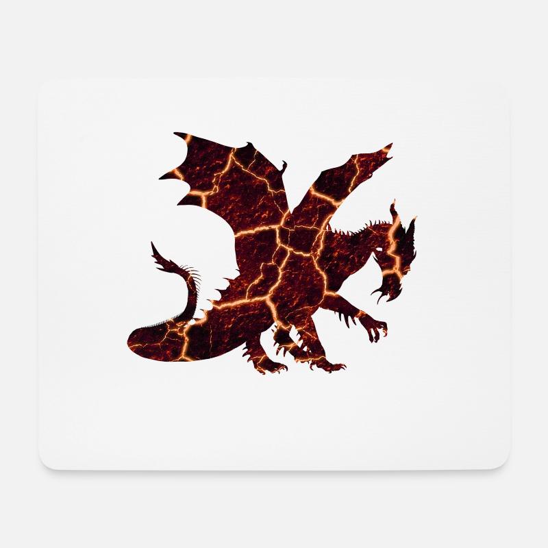 Drache Lava Feuer speien - Mousepad (Querformat) - Weiß