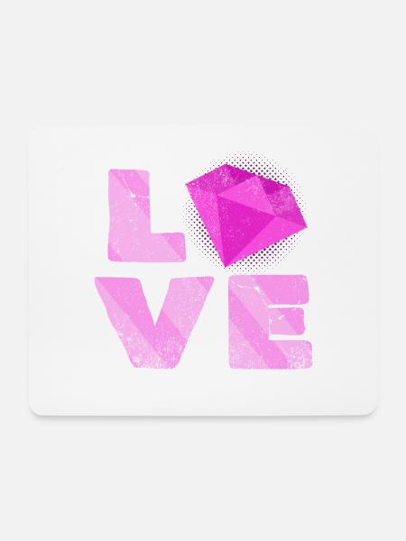 Love | Mineralien Typografie Edelsteine Geschenk - Mousepad (Querformat) - Weiß