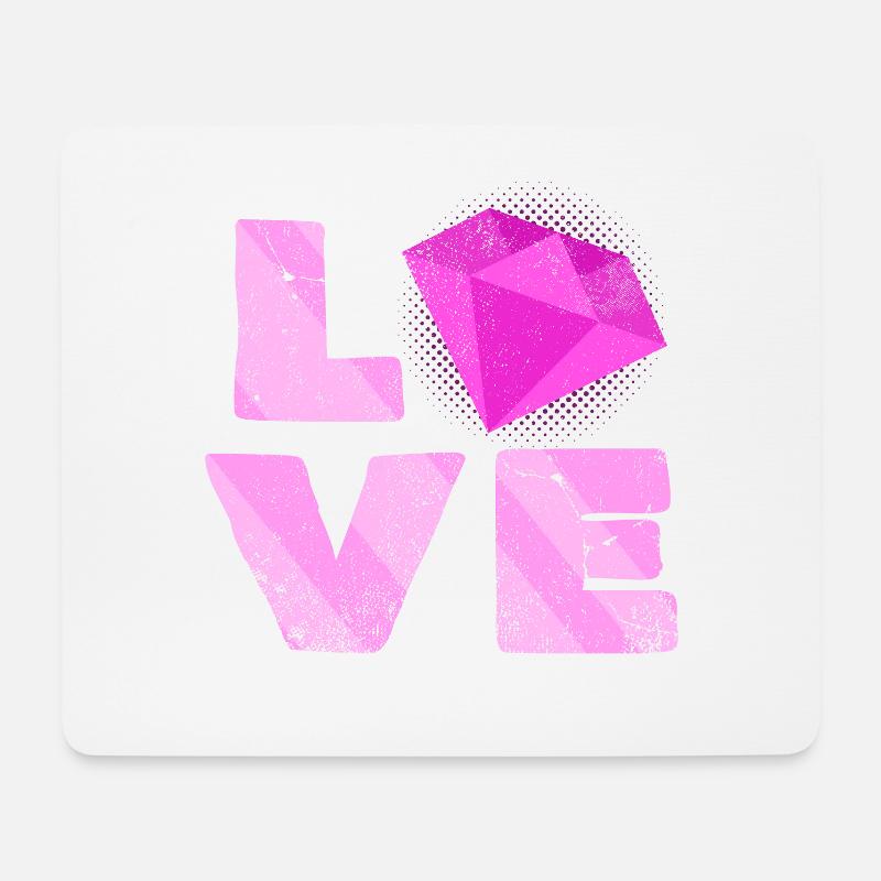 Love | Mineralien Typografie Edelsteine Geschenk - Mousepad (Querformat) - Weiß