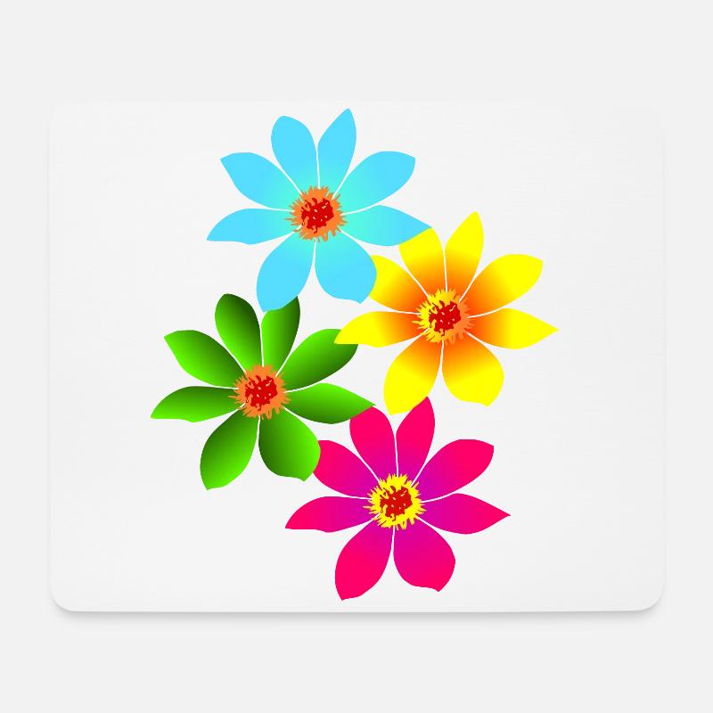 bunte Blumen, Blüten, farbenfroher Blumenstrauß - Mousepad (Querformat) - Weiß