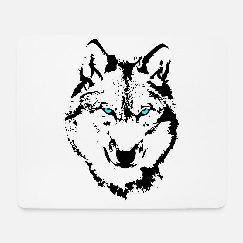 Wolf - Mousepad (Querformat) - Weiß