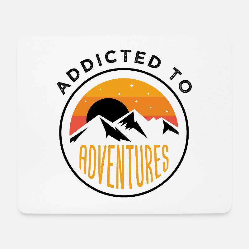 Addicted To Adventures Outdoors Hiking - Mousepad (Querformat) - Weiß