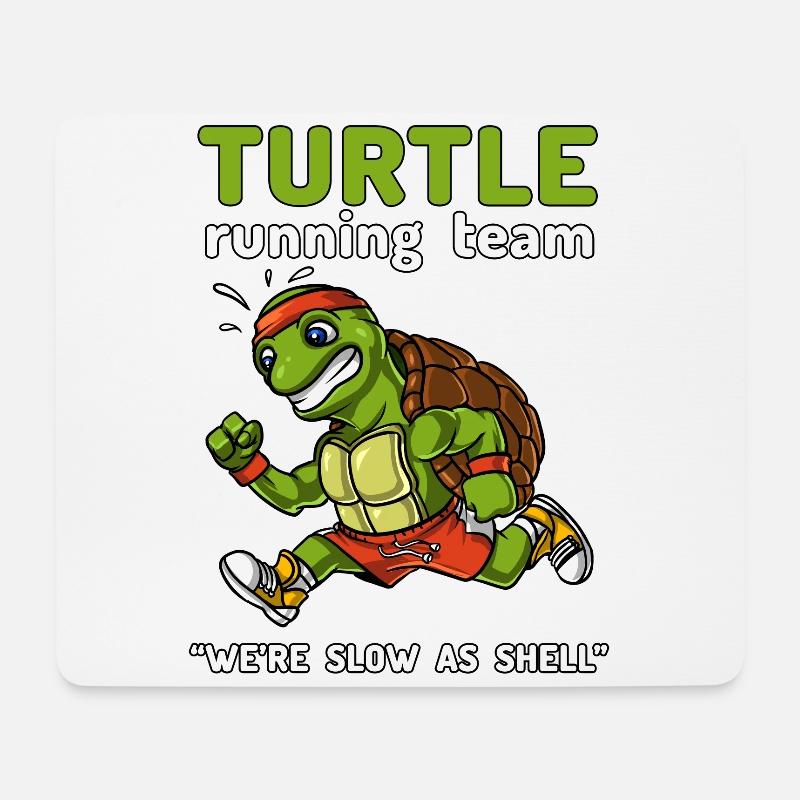 Schildkröte, die Team Cardio Workout laufen lässt - Mousepad (Querformat) - Weiß