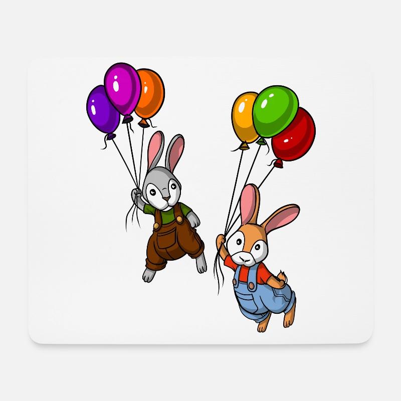 Funny Rabbit Balloons - Mouse Pad (horizontal) - white