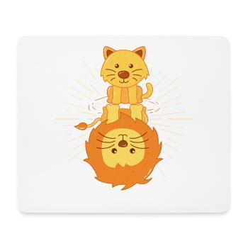Katze Spiegelbild Löwe, glaube an dich, shirt süss - Mousepad (Querformat) - Weiß - Vorne