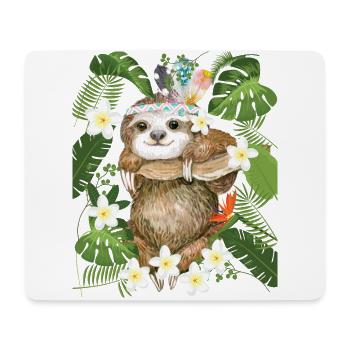 Hippie Sloth Jungle Frangipani Australia - Mouse Pad (horizontal) - white - Front
