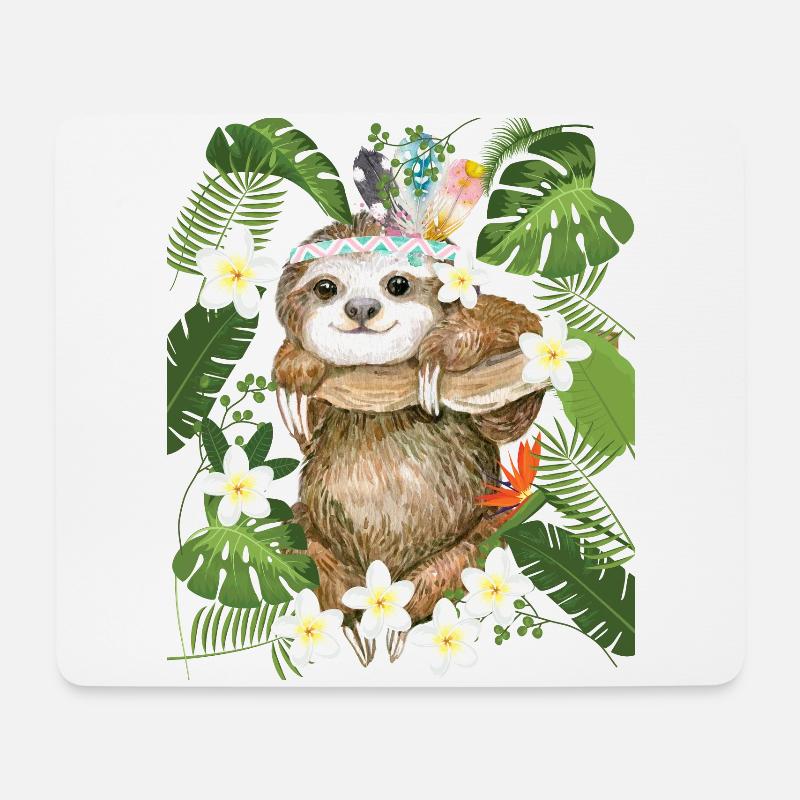 Hippie Faultier Dschungel Frangipani Australien - Mousepad (Querformat) - Weiß