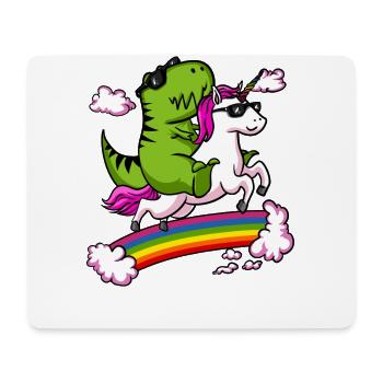 T-Rex Dinosaure Equitation Unicorn Magical Rainbow - Tapis de souris (format paysage) - blanc - Devant