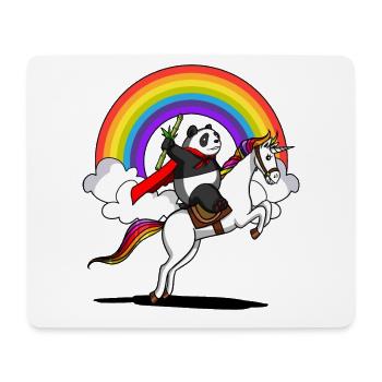 Pandabär reitet magisches Einhorn - Mousepad (Querformat) - Weiß - Vorne