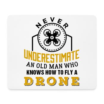 Cool Old Man Drone Pilotow T - Mousepad (Querformat) - Weiß - Vorne