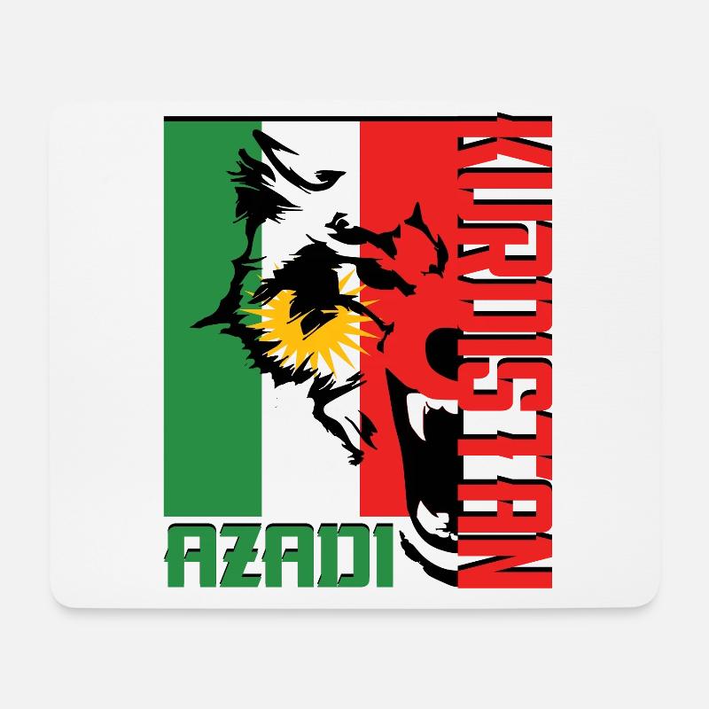 Kurdistan azadi Kurdish people. Kurdish wolf Flag - Mousepad (Querformat) - Weiß