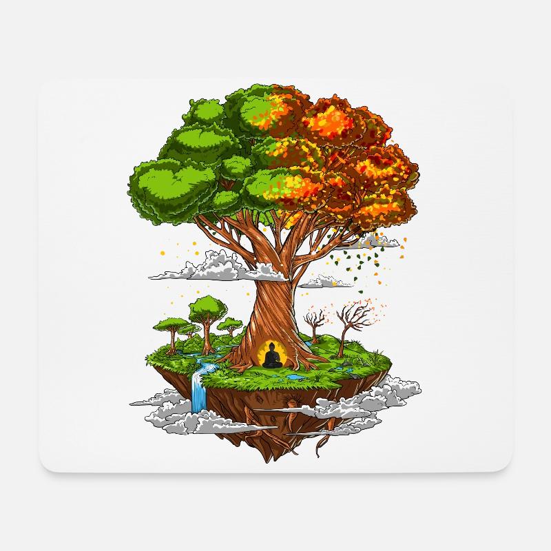 Baum des Lebens Yoga Meditation - Mousepad (Querformat) - Weiß