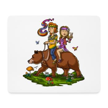 Hippies, die Bärn-Fantasie reiten - Mousepad (Querformat) - Weiß - Vorne