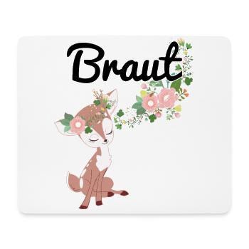 Braut Bride to be JGA Reh Blumen Rehe Blumenkranz - Mousepad (Querformat) - Weiß - Vorne