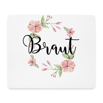 Braut Bride to be Blumenkranz Blumen Verlobung JGA - Mousepad (Querformat) - Weiß - Vorne