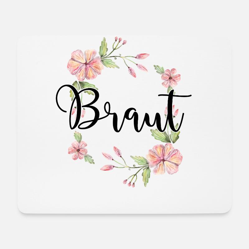 Braut Bride to be Blumenkranz Blumen Verlobung JGA - Mousepad (Querformat) - Weiß