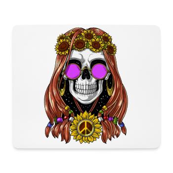 Sonnenblumen Hippie Totenkopf - Mousepad (Querformat) - Weiß - Vorne