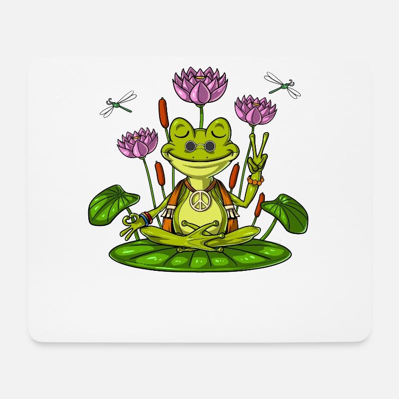 Hippie Frosch Zen Yoga Meditation - Mousepad (Querformat) - Weiß