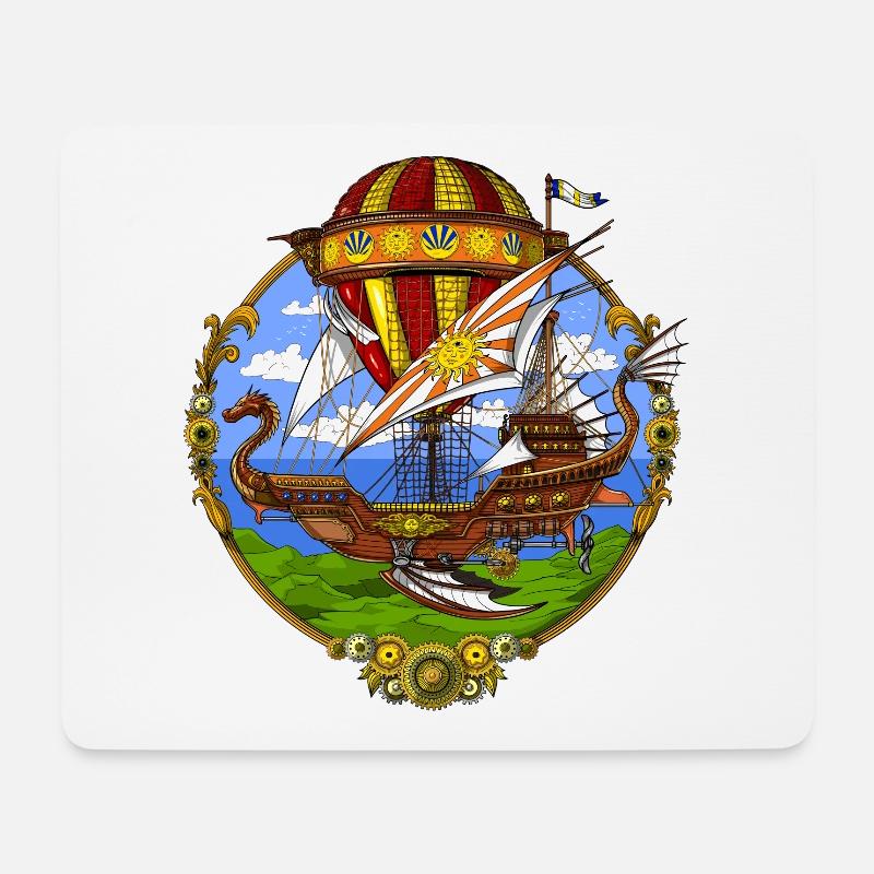 Steampunk Luftballon - Mousepad (Querformat) - Weiß