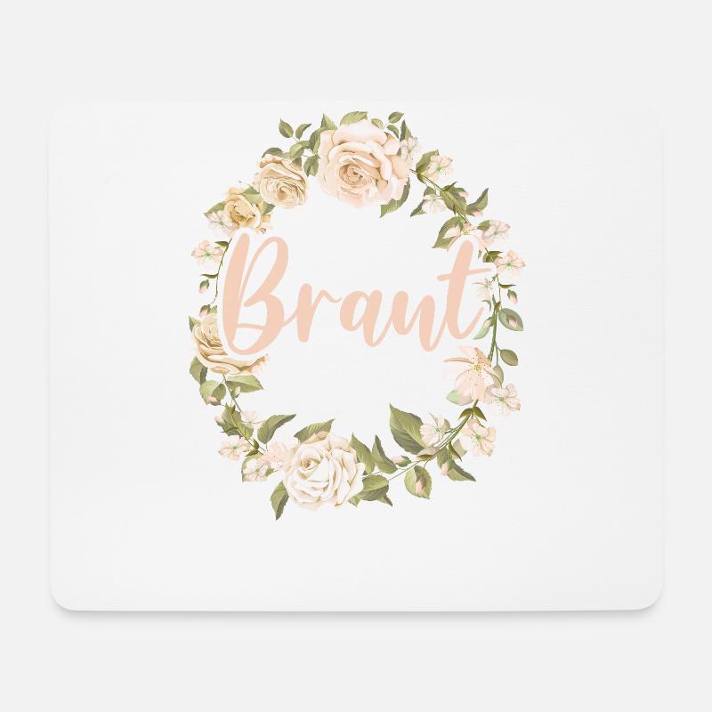 Braut Bride to be Blumenkranz Blumen Verlobung JGA - Mousepad (Querformat) - Weiß