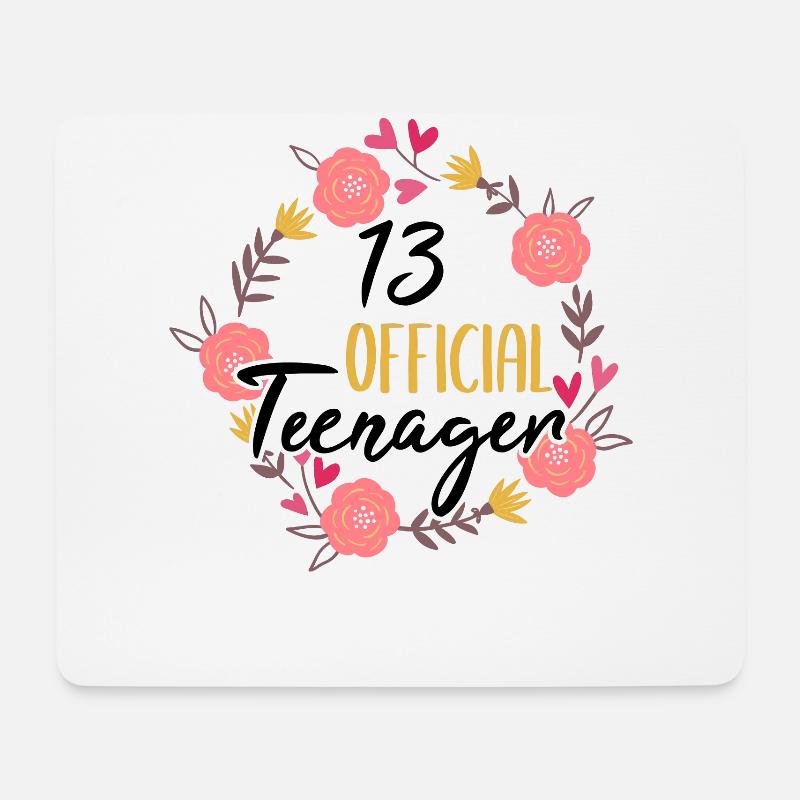 13 ° compleanno ragazza 13 anni regalo adolescente - Tappetino per mouse (orizzontale) - bianco