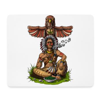 Chef der amerikanischen Ureinwohner, der Unkraut raucht - Mousepad (Querformat) - Weiß - Vorne
