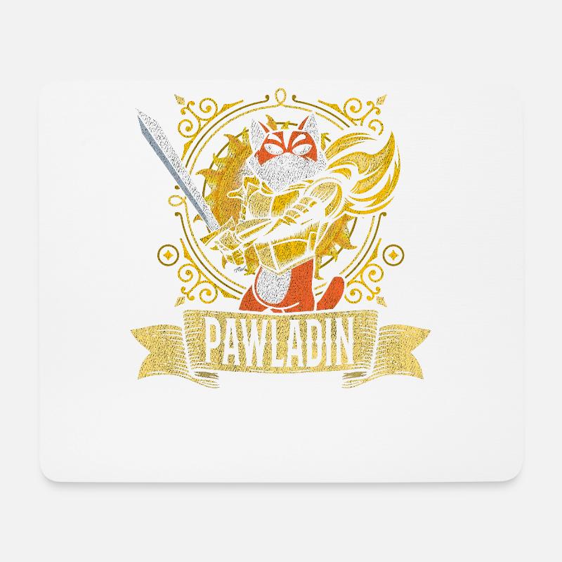 Pawladin Tabletop RPG D20 Lustiges Katzen Paladin - Mousepad (Querformat) - Weiß