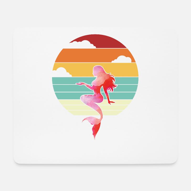 Meerjungfrau Retro Flosse Nixe Meer Elegant - Mousepad (Querformat) - Weiß