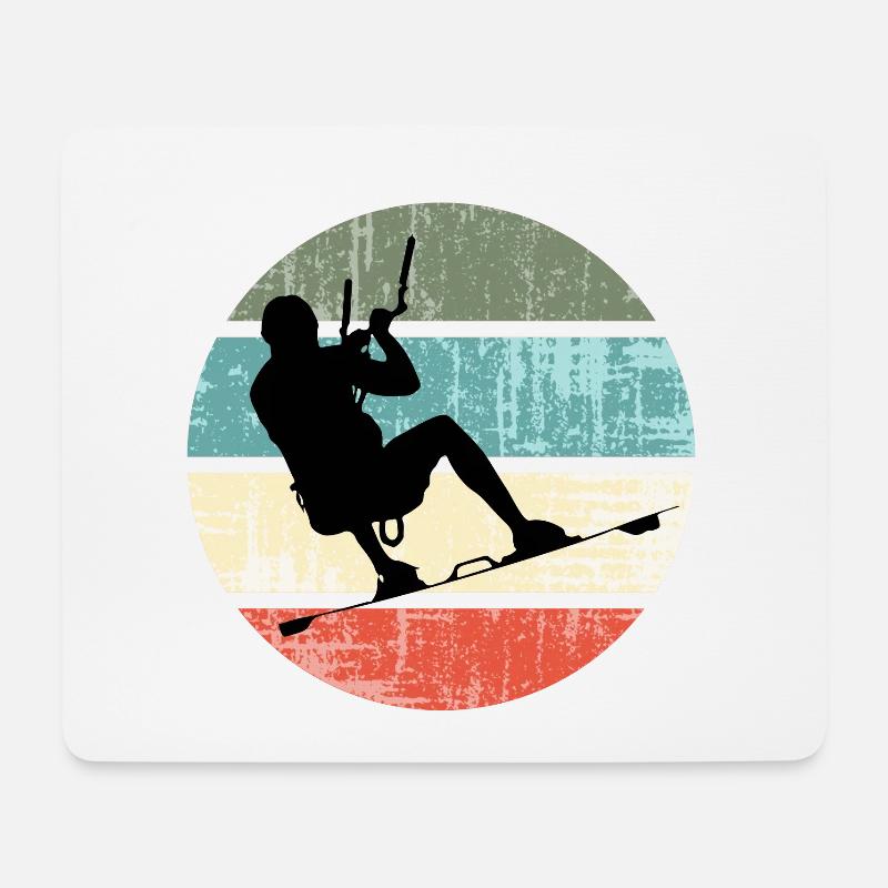 KITE Kiten Kiteboarding Kitesurfen Retro - Mousepad (Querformat) - Weiß