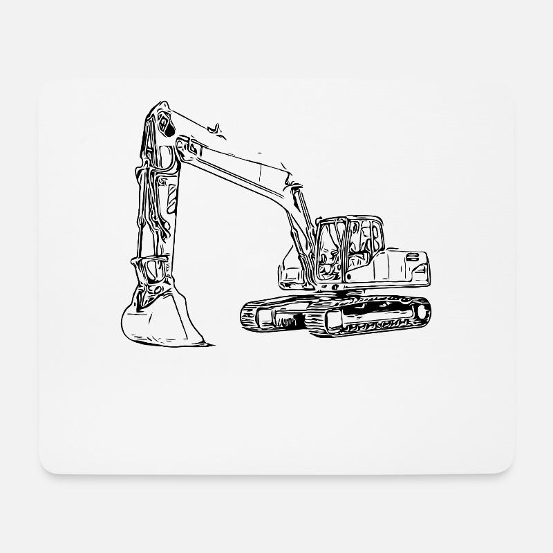 Bagger - Mousepad (Querformat) - Weiß
