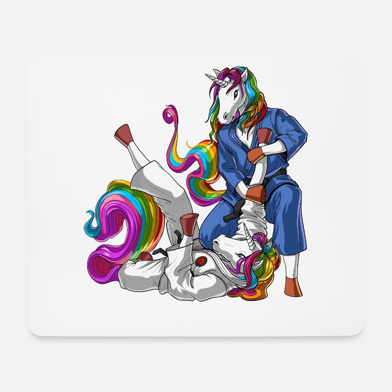 Combattants de Jiu-Jitsu licorne - Tapis de souris (format paysage) - blanc