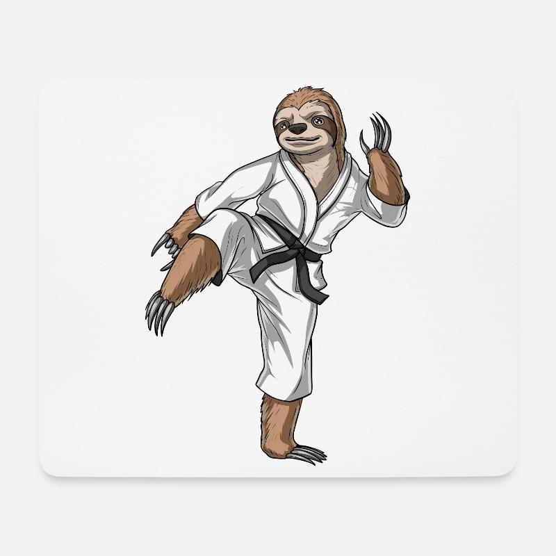 Faultier Karate - Mousepad (Querformat) - Weiß