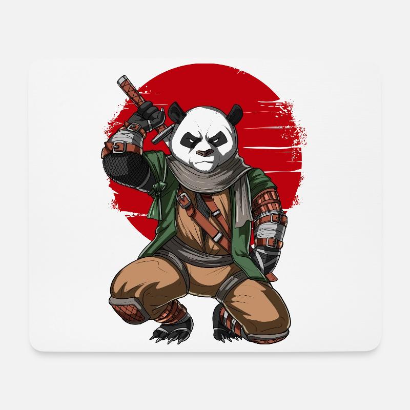 Panda Bear Ninja Samurai - Mouse Pad (horizontal) - white