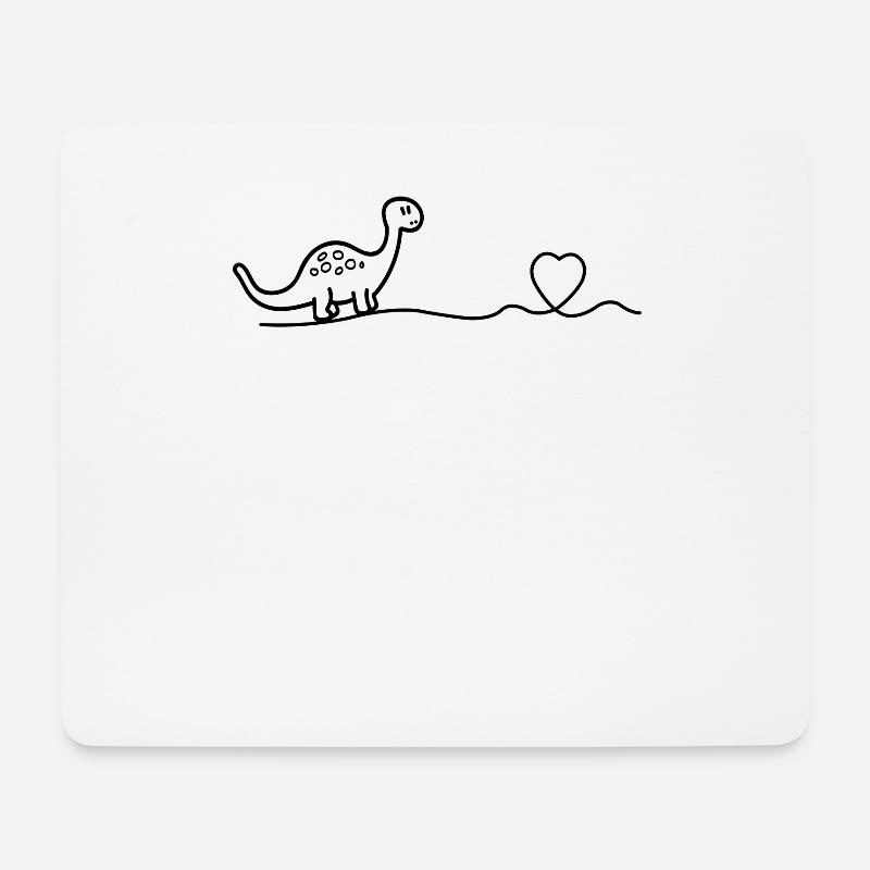 Süßer Dino mit Herz Dinosaurier Line Art Geschenk - Mousepad (Querformat) - Weiß