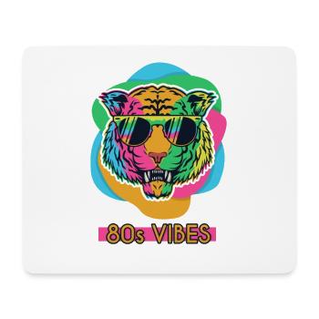 80's Vibes Retro Tiger 80s Vintage Party Cool - Mouse Pad (horizontal) - white - Front