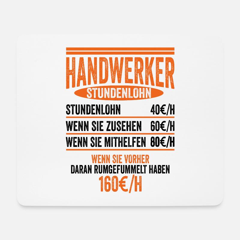 Handwerker Stundenlohn Baustelle Bauarbeiter Gesch - Mousepad (Querformat) - Weiß