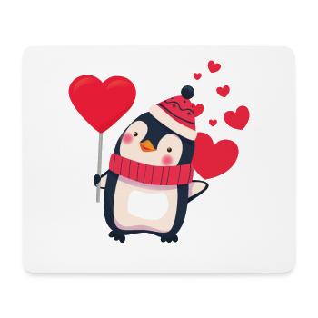 Sweet penguin with heart celebrates love - Mouse Pad (horizontal) - white - Front