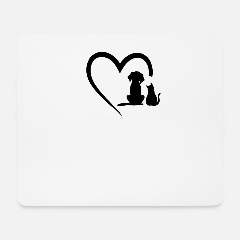 Hund & Katze Motiv Hunde Katzen Herz Geschenk - Mousepad (Querformat) - Weiß