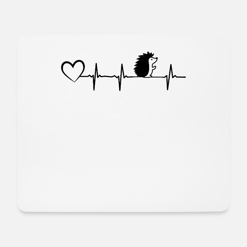 Süßer Igel Herz Herzschlag Heartbeat EKG Geschenk - Mousepad (Querformat) - Weiß