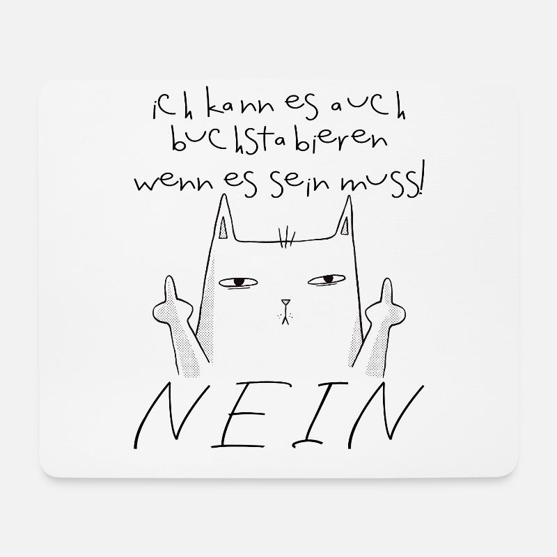 Nein Katze Buchstabieren Geschenkidee Lustig - Mousepad (Querformat) - Weiß