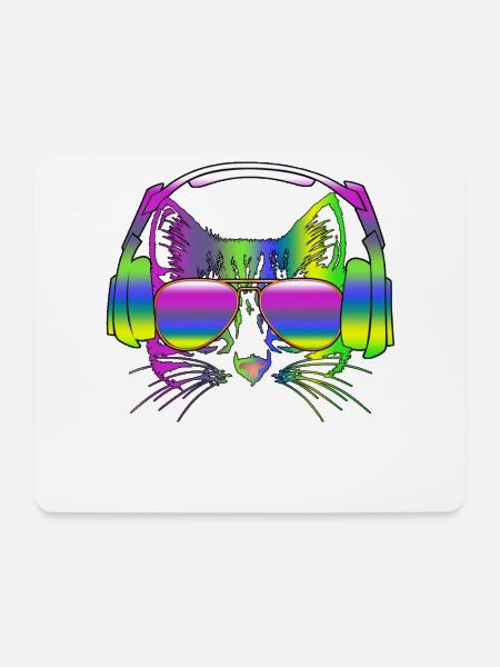 Dj Kitten Headphone - Mousepad (Querformat) - Weiß